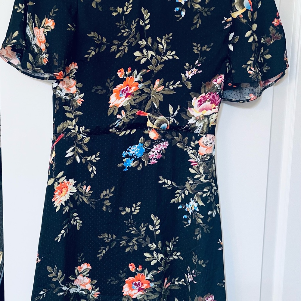H&M Black Floral Midi Dress
